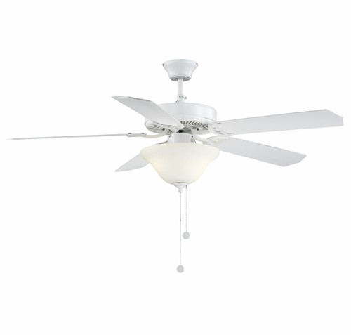 First Value 52" 2-Light Ceiling Fan in White (52-ECM-5RV-WH)