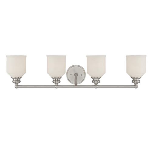 Melrose 4-Light Bathroom Vanity Light in Satin Nickel (8-6836-4-SN)