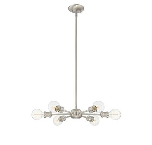 Meridian 6 Light Satin Nickel Chandelier (M10007-SN)