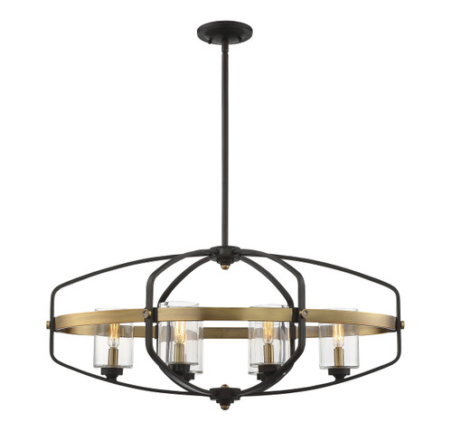 Kirkland 6-Light Linear Chandelier in English Bronze and Warm Brass (1-8042-6-79)