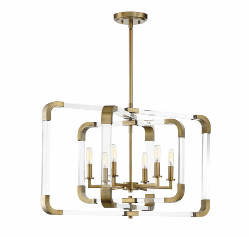 Rotterdam 6-Light Pendant in Warm Brass (7-1660-6-322)