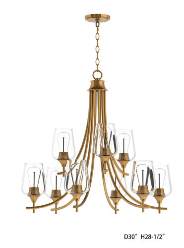 Octave 9-Light Chandelier in Warm Brass (1-4033-9-322)