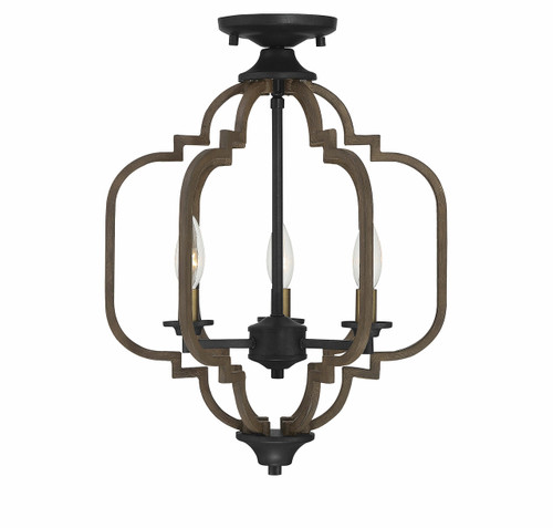 Westwood 3-Light Ceiling Light in Barrelwood with Brass Accents (6-0303-3-96)