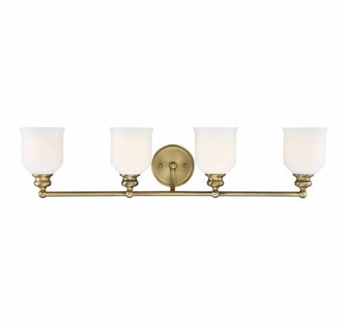 Melrose 4-Light Bathroom Vanity Light in Warm Brass (8-6836-4-322)