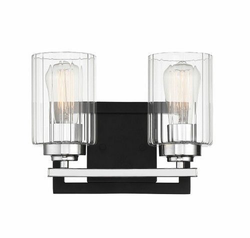 Redmond 2-Light Bathroom Vanity Light in Matte Black with Polished Chrome Accents (8-2154-2-67)