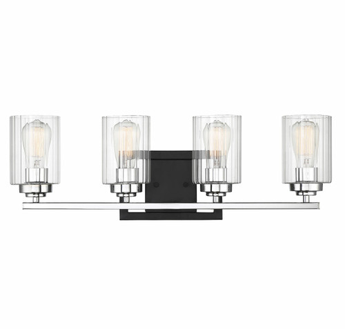 Redmond 4-Light Bathroom Vanity Light in Matte Black with Polished Chrome Accents (8-2154-4-67)
