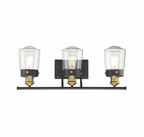 Macauley 3-Light Bathroom Vanity Light in Vintage Black with Warm Brass (8-2069-3-51)