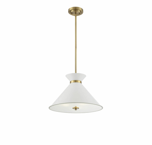 Lamar 3-Light Pendant in White with Brass Accents (7-2416-3-160)