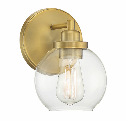 Carson 1-Light Bathroom Vanity Light in Warm Brass (9-4050-1-322)