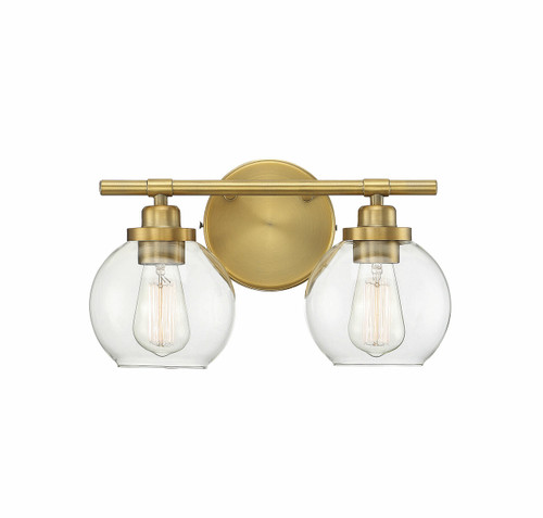 Carson 2-Light Bathroom Vanity Light in Warm Brass (8-4050-2-322)