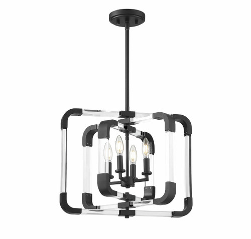 Rotterdam 4-Light Convertible Semi-Flush or Pendant in Matte Black (6-1662-4-89)