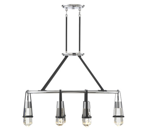 Denali 6-Light LED Linear Chandelier in Matte Black with Polished Chrome Accents (1-7708-6-67)