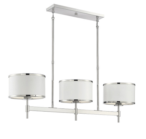 Delphi 3-Light Linear Chandelier in White with Polished Nickel Acccents (1-187-3-172)