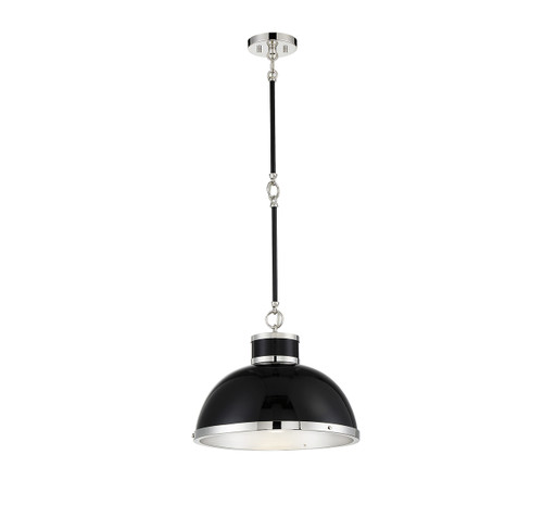 Corning 1-Light Pendant in Matte Black with Polished Nickel Accents (7-8882-1-173)