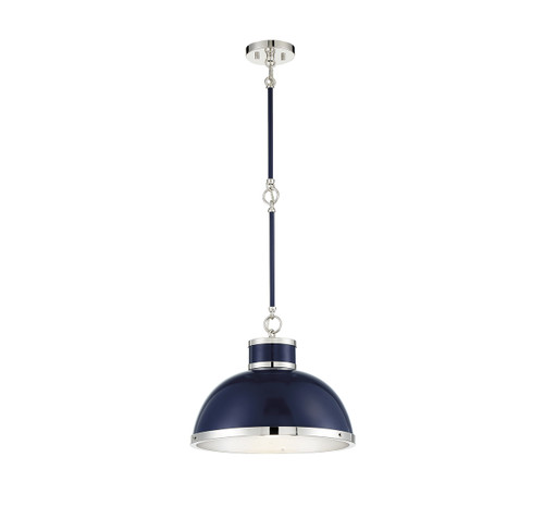 Corning 1-Light Pendant in Navy with Polished Nickel Accents (7-8882-1-174)