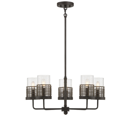 Granada 5-Light Chandelier in Gunsmoke with Gray Rattan (1-7778-5-181)