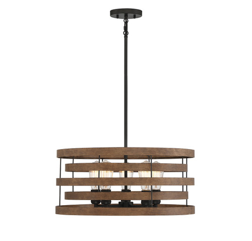 Blaine 5-Light Pendant in Natural Walnut with Black Accents (7-2966-5-36)