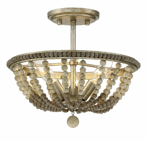 Meridian 3 Light Burnished Silver Semi Flush (M60035BSS)