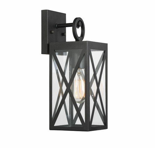 1-Light Outdoor Wall Lantern in Black (M50027BK)