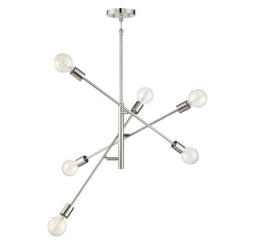 6-Light Chandelier in Polished Nickel (M10084PN)