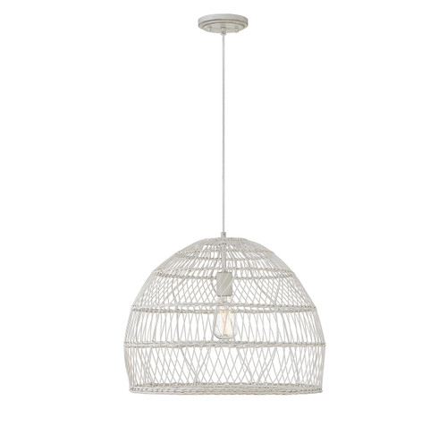 1-Light Pendant in White Rattan with A White Socket  (M70106WR)