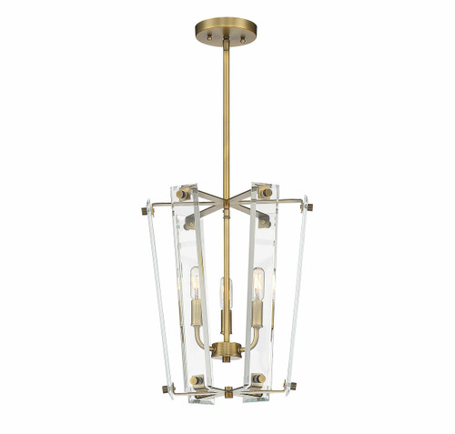 Everett Warm Brass 3 Light Foyer (3-7112-3-322)