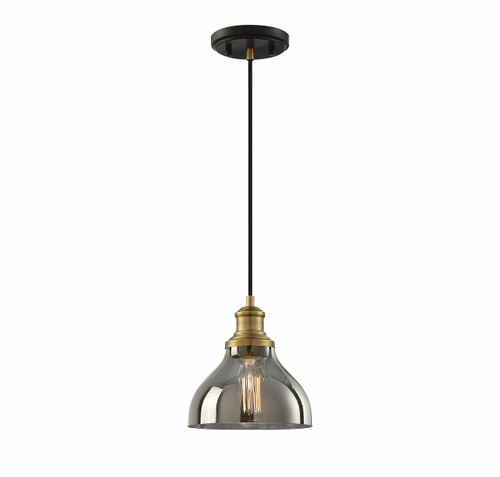Meridian 1 Light Oil Rubbed Bronze and Natural Brass Mini Pendant (M70074ORBNB)
