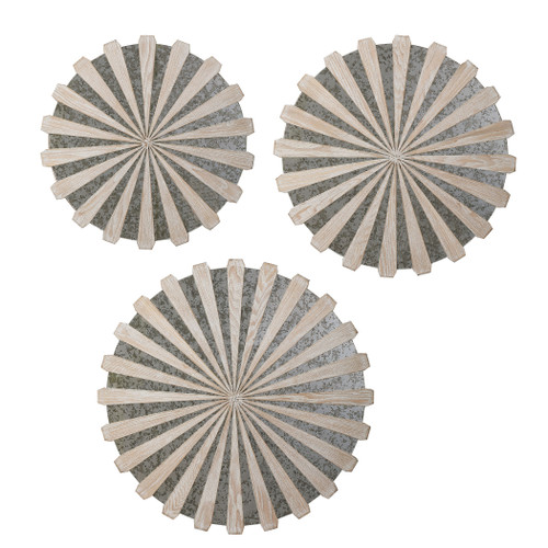 Daisies Mirrored Circular Wall Decor, S/3 (04276)