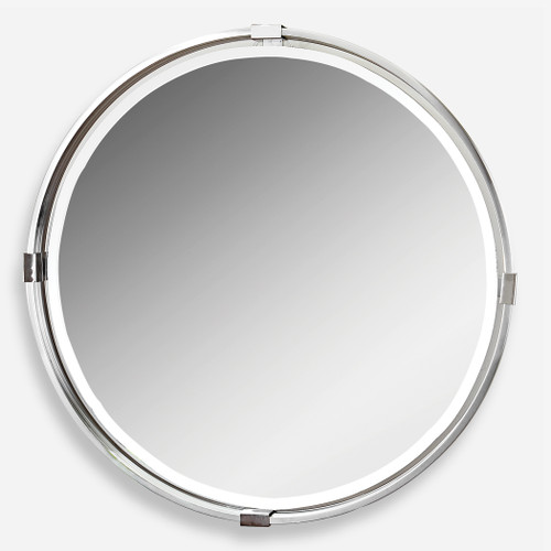 Tazlina Brushed Nickel Round Mirror (09109)