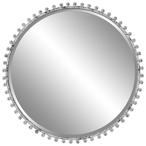 Taza Aged White Round Mirror (09770)