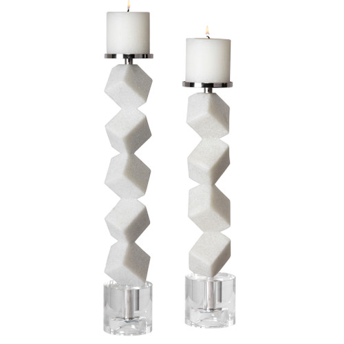 Casen Marble Cube Candleholders, S/2 (17969)