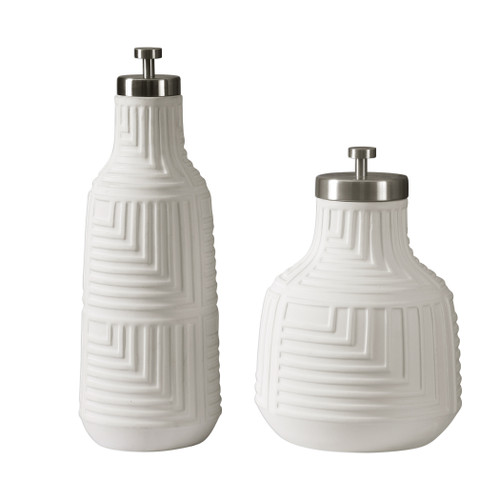 Chandran Matte White Containers S/2 (18929)