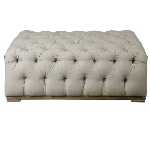 Kaniel Tufted Antique White Ottoman (23253)