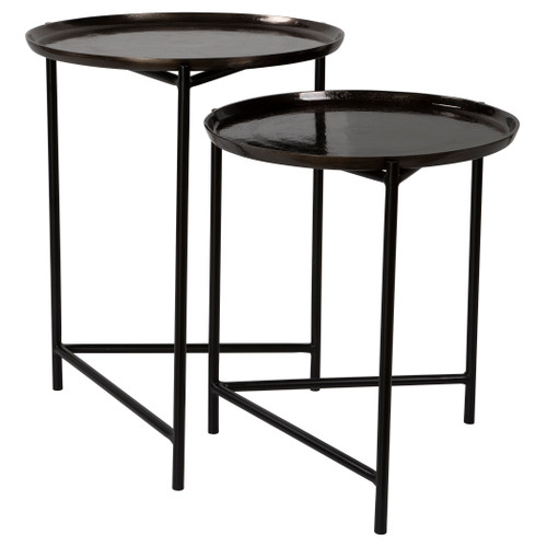 Burnett Dark Nickel Nesting Tables, S/2 (25151)