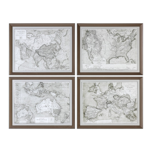 World Maps Framed Prints S/4 (33639)