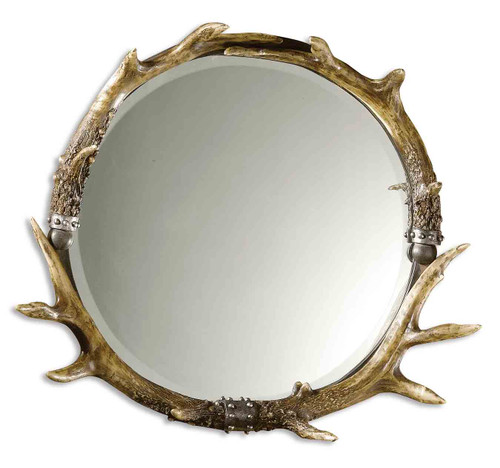 Stag Horn Round Mirror (11556 B)