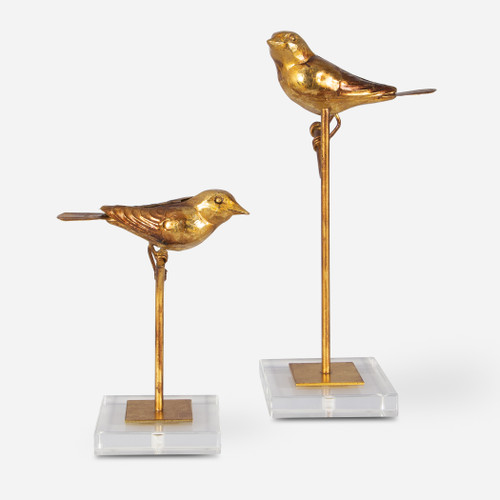 Passerines Bird Sculptures S/2 (18898)