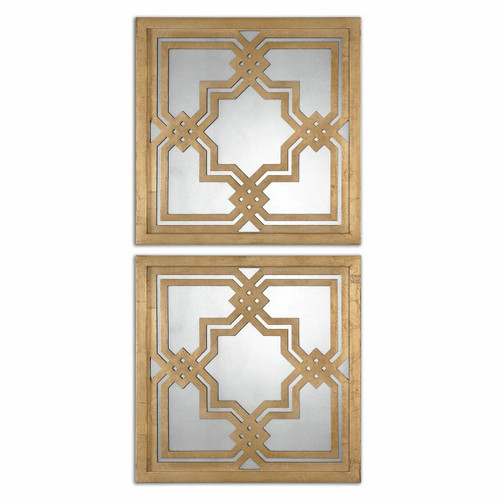 Piazzale Gold Square Mirrors S/2 (13865)