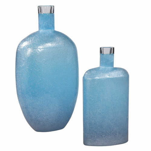 Suvi Blue Glass Vases, Set/2 (17540)