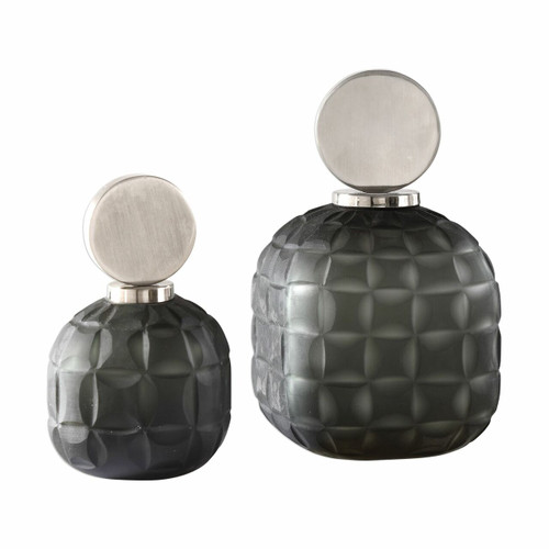 Nafuna Charcoal Glass Bottles S/2 (18866)