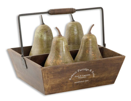 Decorative Pears In Basket Set/5 (19170)