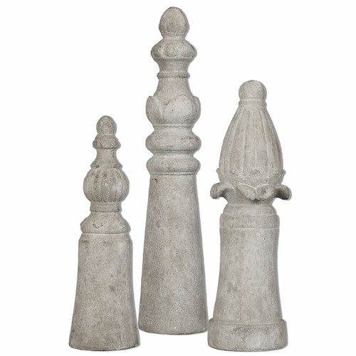 Asmund Aged Ivory Finials S/3 (19988)