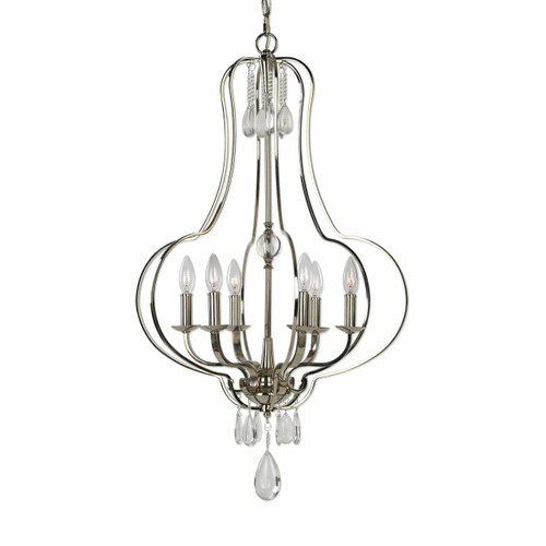 Genie 6 Light Polished Nickel Chandelier (21301)