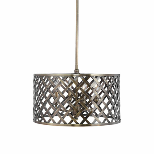 Grata 4 Light Brass Latticework Pendant (22123)
