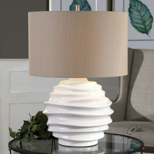 Gisasa Crackled White Lamp (27722-1)