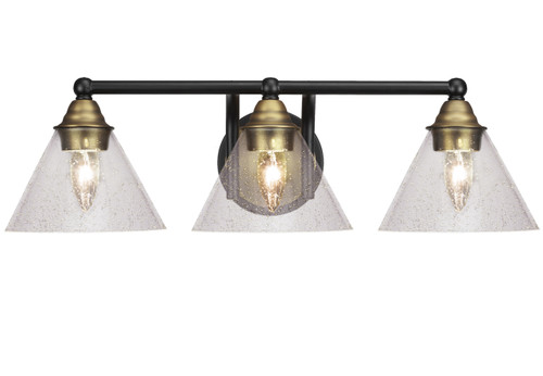 3 Light Bathroom Lighting In Matte Black & Brass Nickel (3423-MBBR-302)