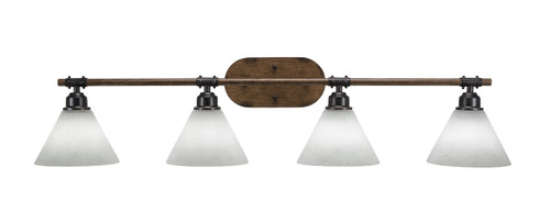 Blacksmith 4 Light Bath Bar In Painted Wood-Look Metal & Dark Granite (1754-312)
