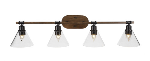 Blacksmith 4 Light Bath Bar In Painted Wood-Look Metal & Dark Granite (1754-302)