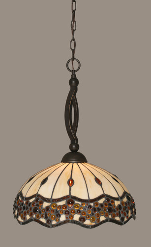 Bow 1 Light Pendant In Dark Granite (271-DG-997)