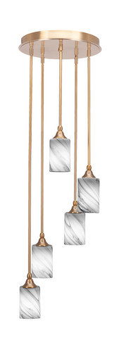 Empire 5 Light Cluster Pendalier In New Age Brass Finish (2145-NAB-3009)